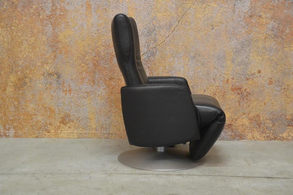 ZGANieuw zwarte leren Leolux Kepler relaxfauteuil electrisch, Leolux, Leolux, 75 tot 100 cm, Ophalen of Verzenden