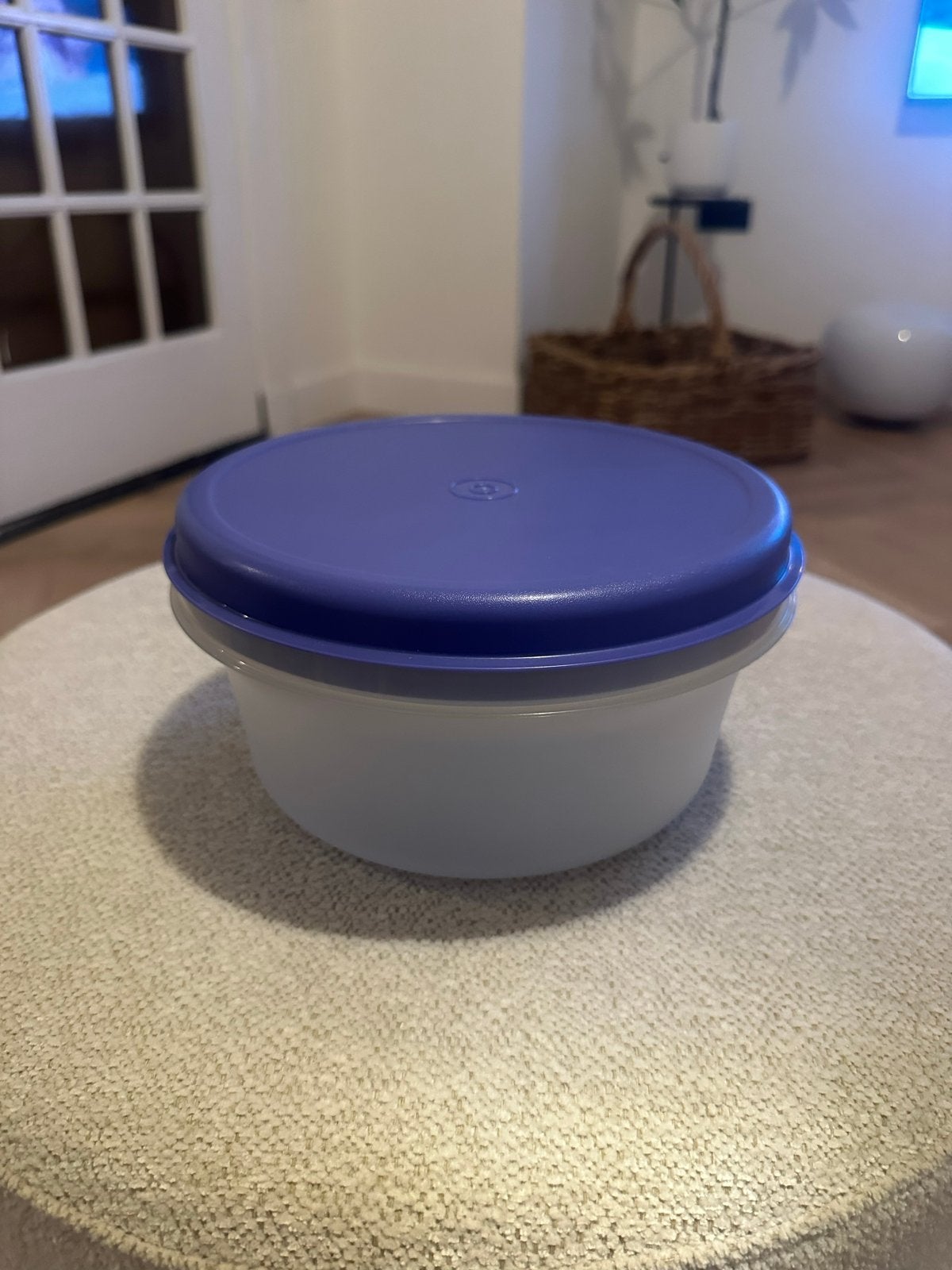 Grote Tupperware Koektrommel - Wit/Blauw - Perfecte Staat, Huis en Inrichting, Blauw, Ophalen of Verzenden, Zo goed als nieuw