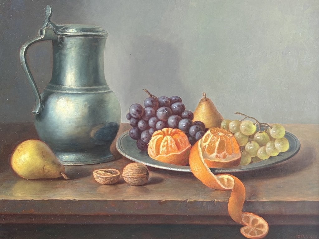 EP Moleveld, stilleven met kan en fruit, Ophalen