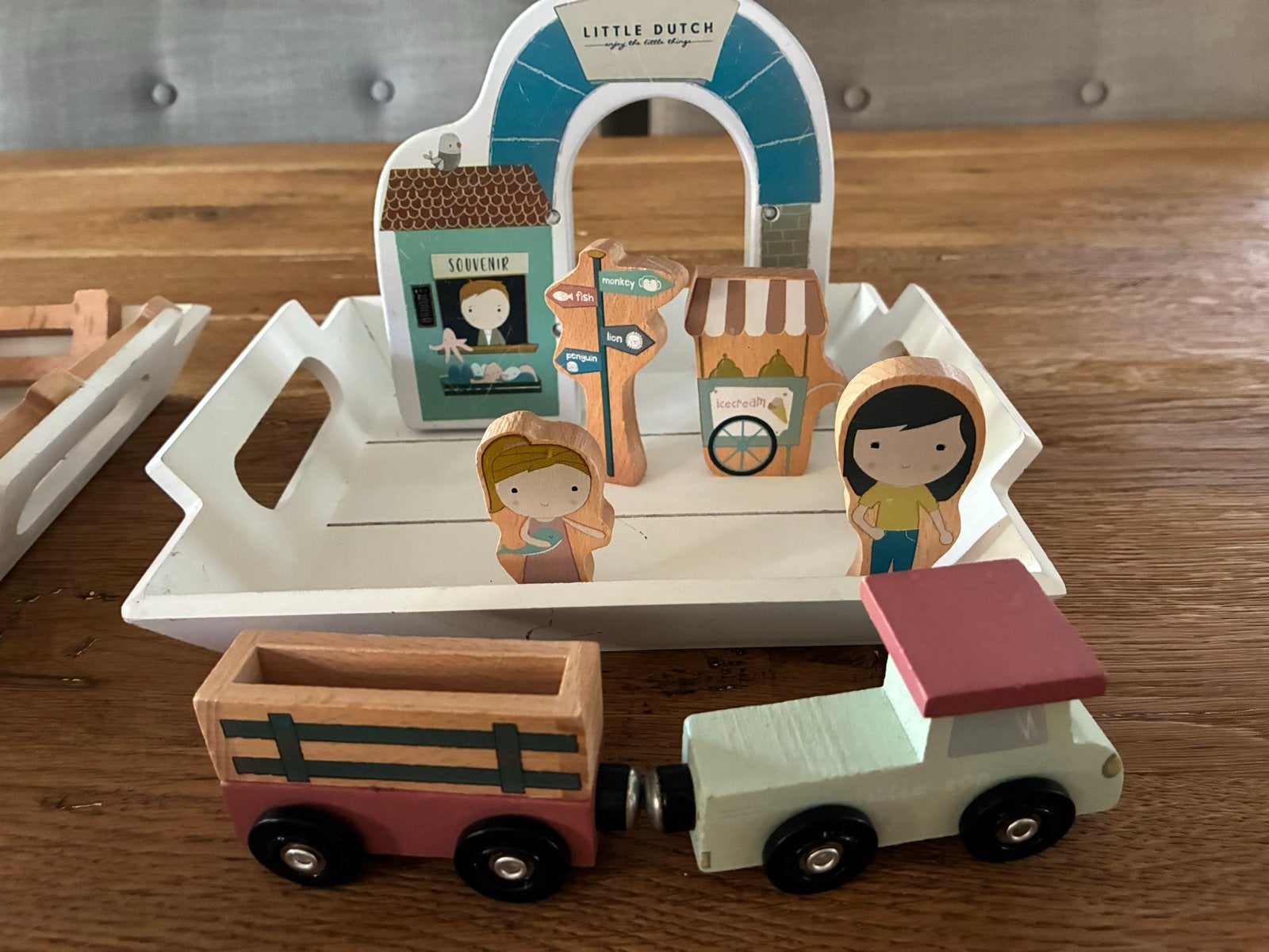 Little Dutch Mini Zoo met trein Houten Speelset, Ophalen, Zo goed als nieuw, Overige typen