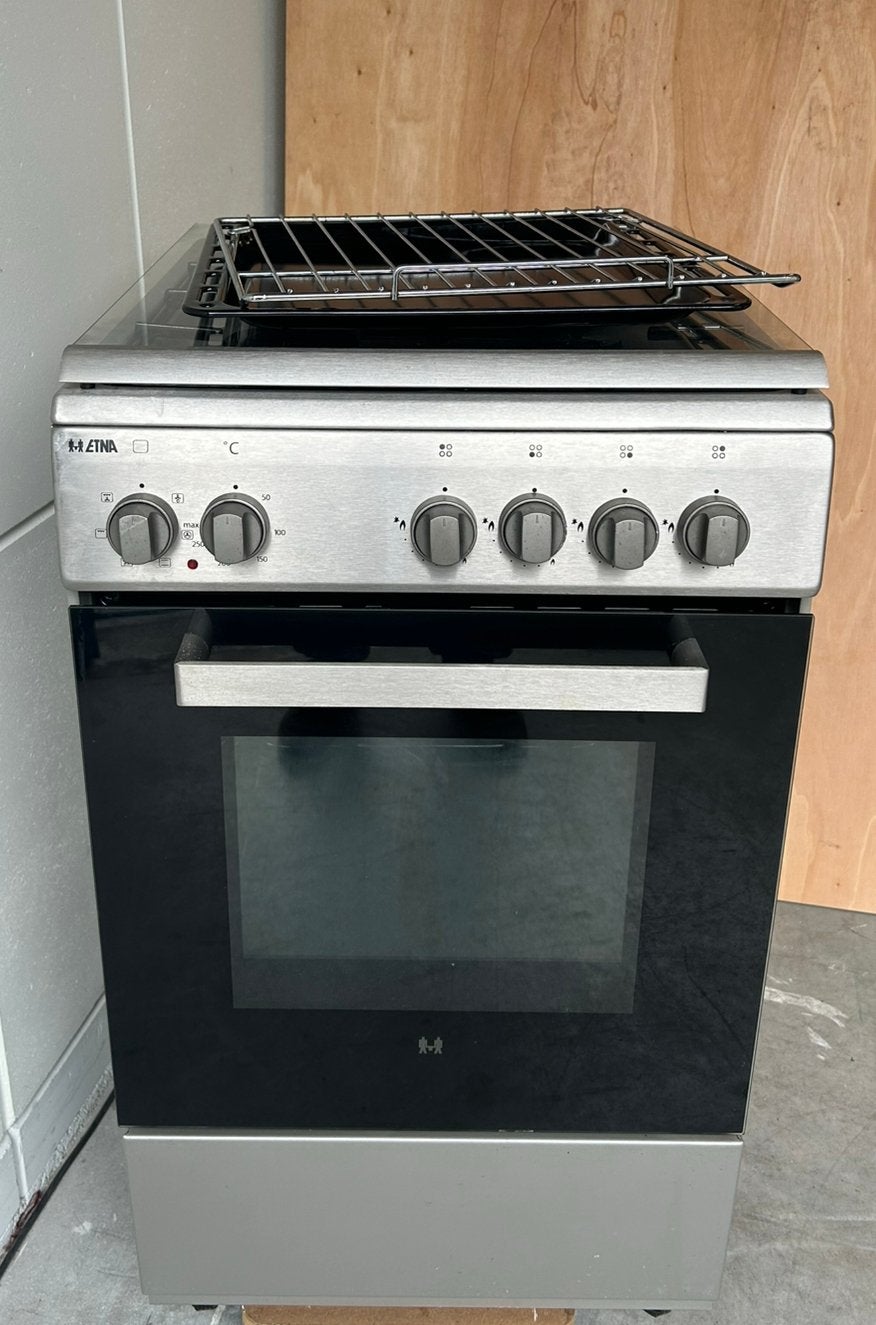 Etna rvs gasfornuis smal model 50cm breed met hette lucht, Ophalen, Gebruikt, 4 kookzones, Energieklasse A of zuiniger