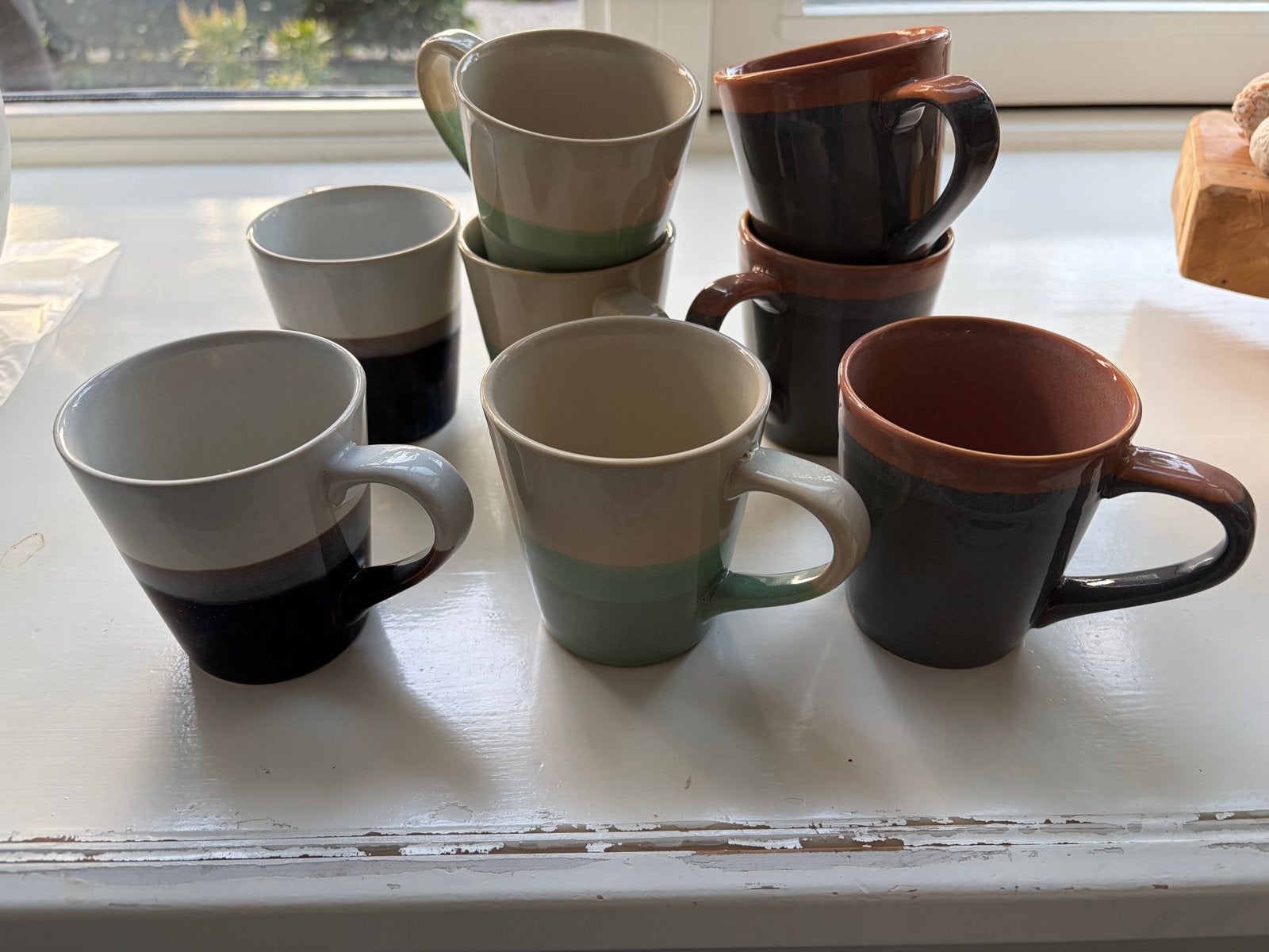 Gemêleerde koffiekopjes met oor, 8 stuks, Huis en Inrichting, Ophalen of Verzenden, Gebruikt, Keramiek, Kop(pen) en/of Schotel(s)