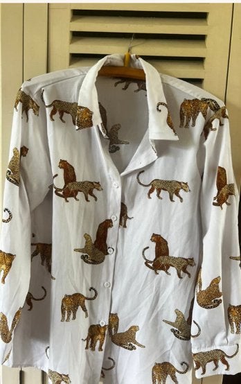 Blouse met panters, Ophalen of Verzenden, Zo goed als nieuw