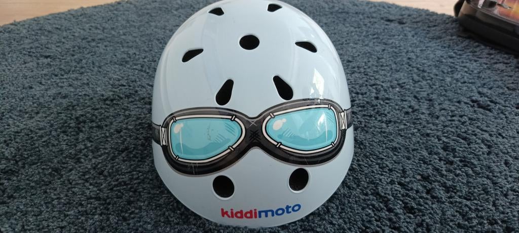 Kiddimoto Fietshelm - Blauw met Bril Design. Maat 53-58 cm, Fietsen en Brommers, Kiddimoto, Gebruikt, Jongen of Meisje, Overige maten