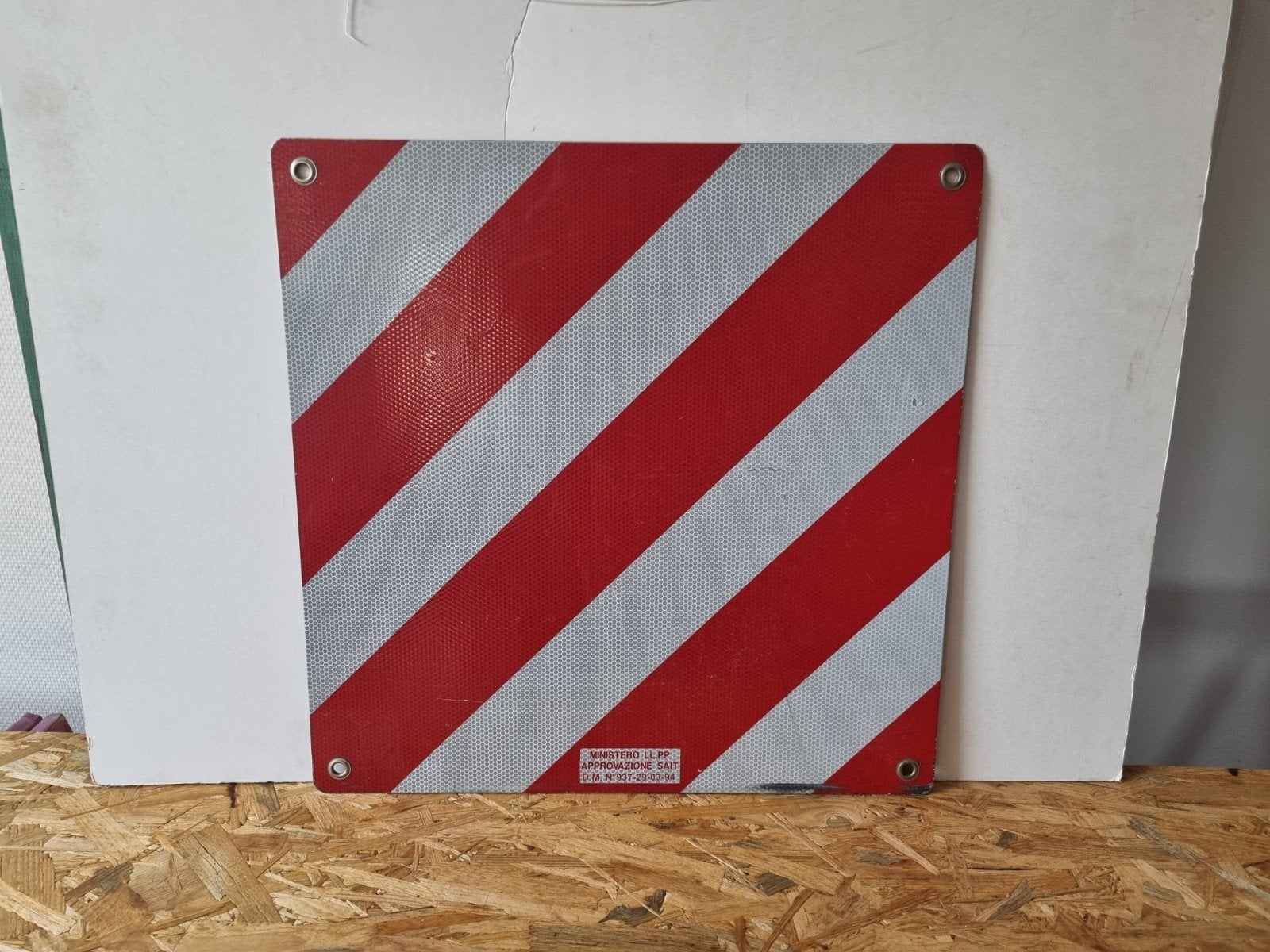Reflecterend waarschuwingsbord rood & wit Italië Spanje, Ophalen of Verzenden, Gebruikt