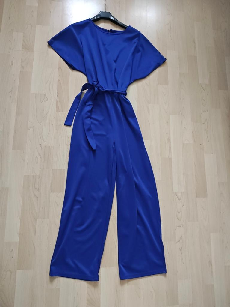 Kobaltblauwe jumpsuit met wijde pijpen - Maat M/L, Kleding | Dames, Ophalen of Verzenden