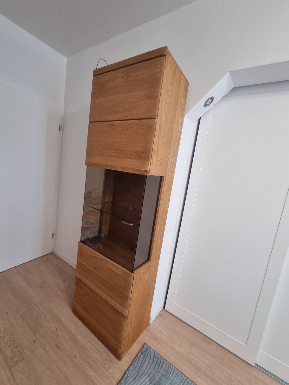 Houten vitrinekast met verlichting - Dekort Boston, Ophalen, Glas, Met deur(en), 50 tot 100 cm