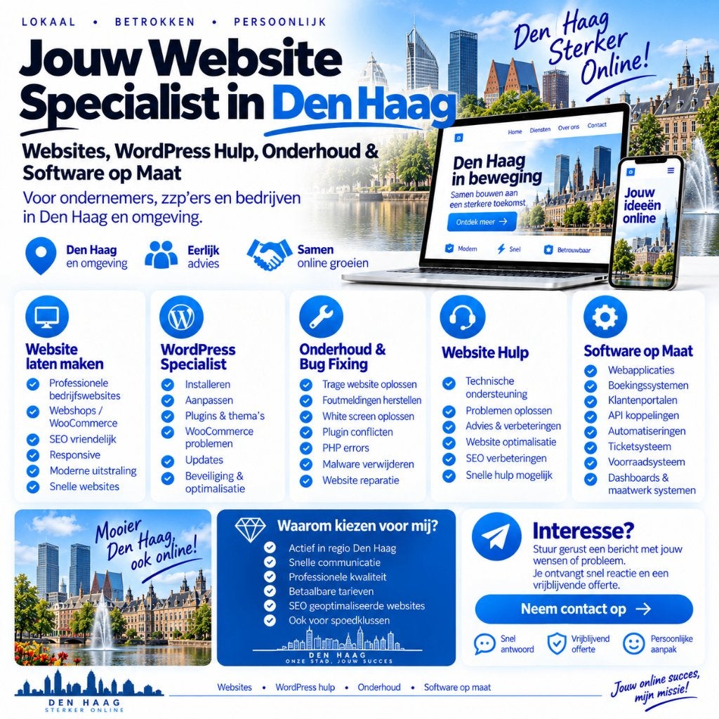 Website Laten Maken & WordPress Hulp Den Haag, Vacatures, Vanaf 3 jaar, Geschikt als bijbaan, Freelance of Uitzendbasis, 33 - 40 uur