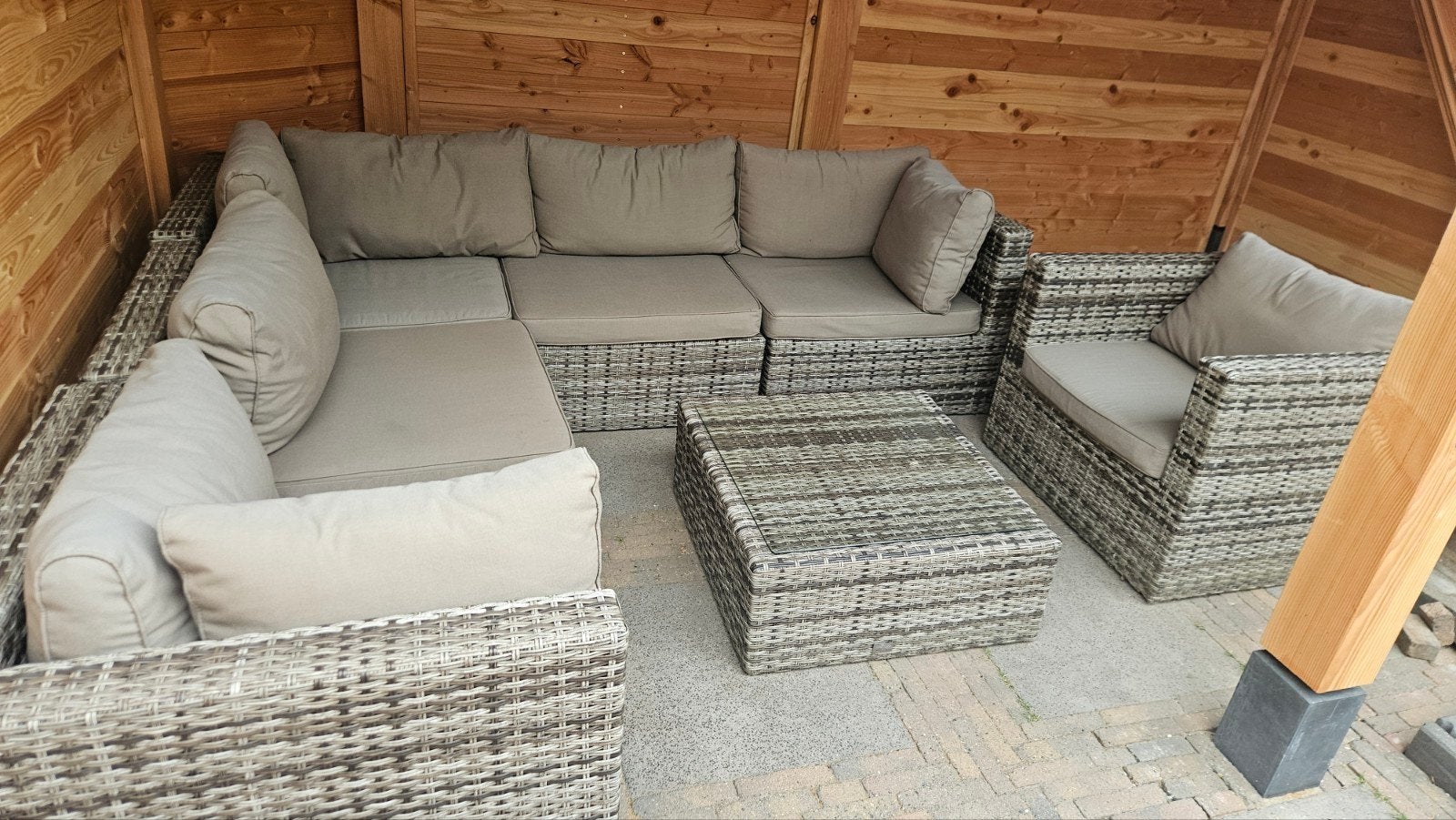 tuin loungeset, Ophalen, Gebruikt, Kunststof, Hocker