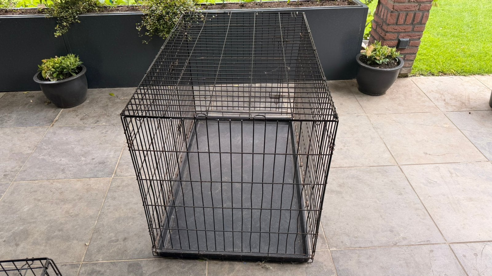 Zwart metalen Hondenbench XXL 123b x 75d x 83h inklapbaar, Ophalen, Gebruikt