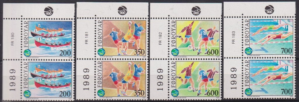 Faeröer 89 roeien handballen voetballen zwemmen in paar Hoek, Verzenden, Postfris, Sport