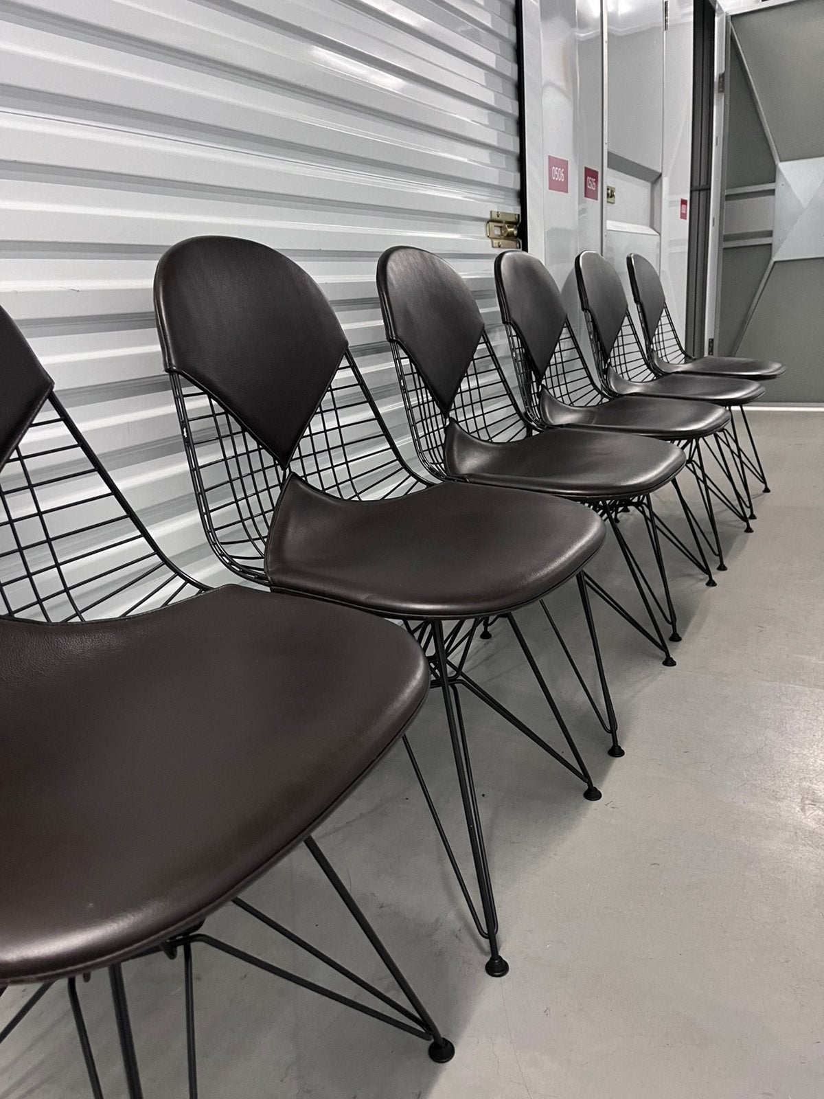 6 originele Vitra Eames DKR-2 leren bikini, Ophalen, Zo goed als nieuw, Bruin, Leer