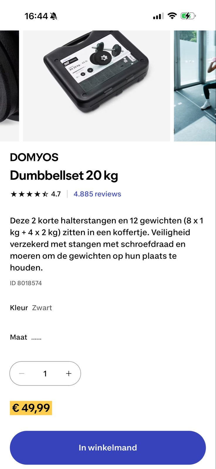 Domyos Dumbbellset 20 kg met koffer, Sport en Fitness, Fitnessmaterialen, Ophalen, Gebruikt, Armen, Halterset