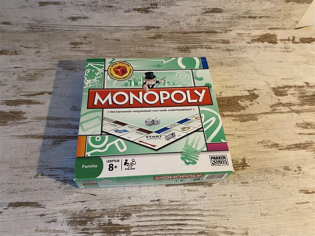 Monopoly vierkante doos met geluksdobbelsteen [s98], Hobby en Vrije tijd, Gezelschapsspellen | Bordspellen, Verzenden, Zo goed als nieuw