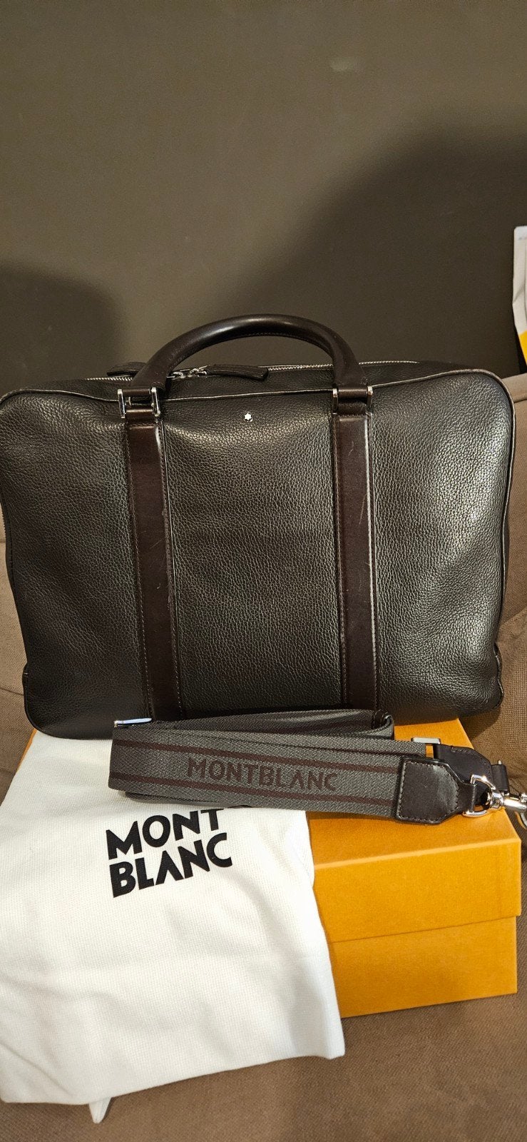 Montblanc briefcase Bruin leer, Bruin, Minder dan 40 cm, Minder dan 35 cm, Zo goed als nieuw