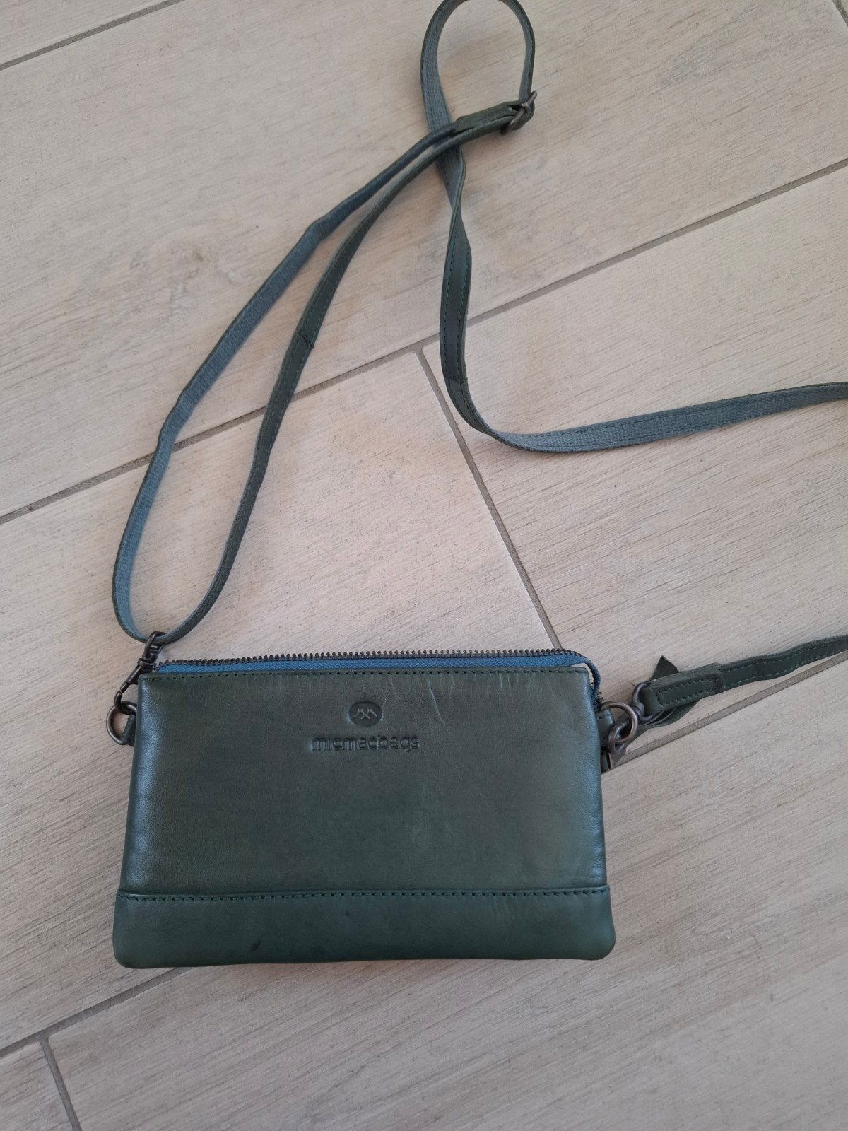 MICMACBAGS leren crossbodytas schoudertas tas groen, Ophalen of Verzenden, Groen, Overige merken, Leer