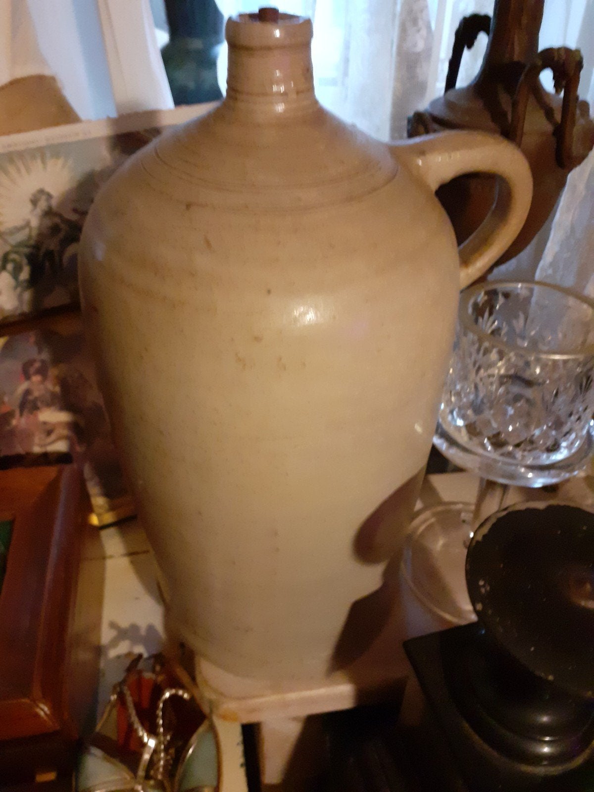 brocante grote beige Franse grespot, Ophalen of Verzenden