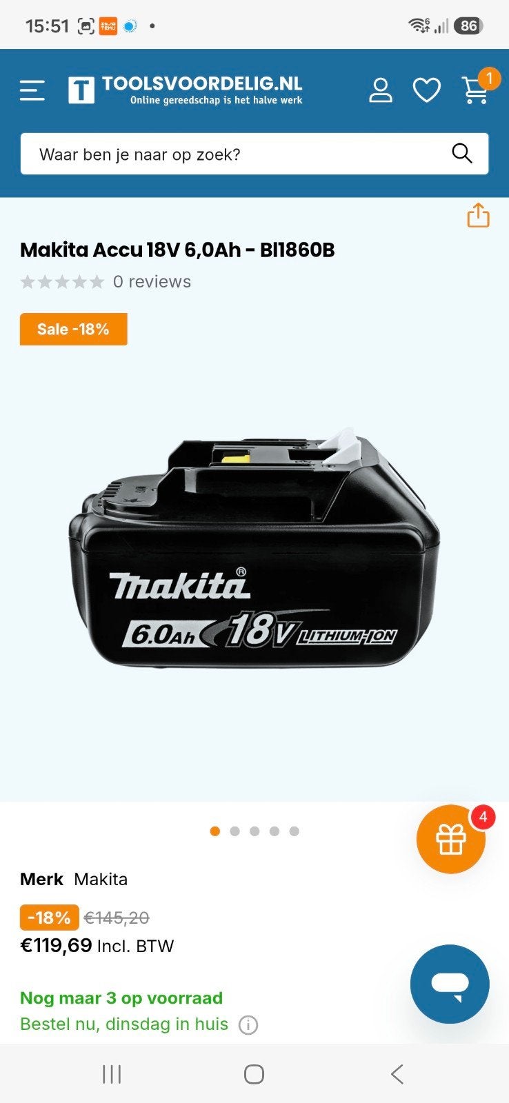 Makita accu's nieuw, Ophalen of Verzenden, Nieuw