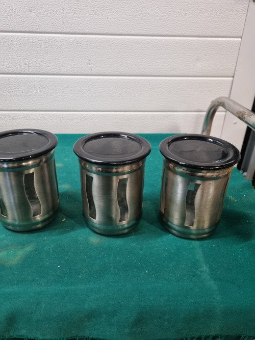 voorraad potten zwart chroom inox 3x, Ophalen of Verzenden