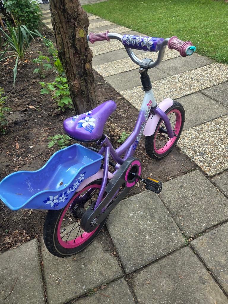 Kinderfiets paars/roze met mandje - Little Miss, Terugtraprem, Little Miss, Ophalen of Verzenden, 16 tot 20 inch