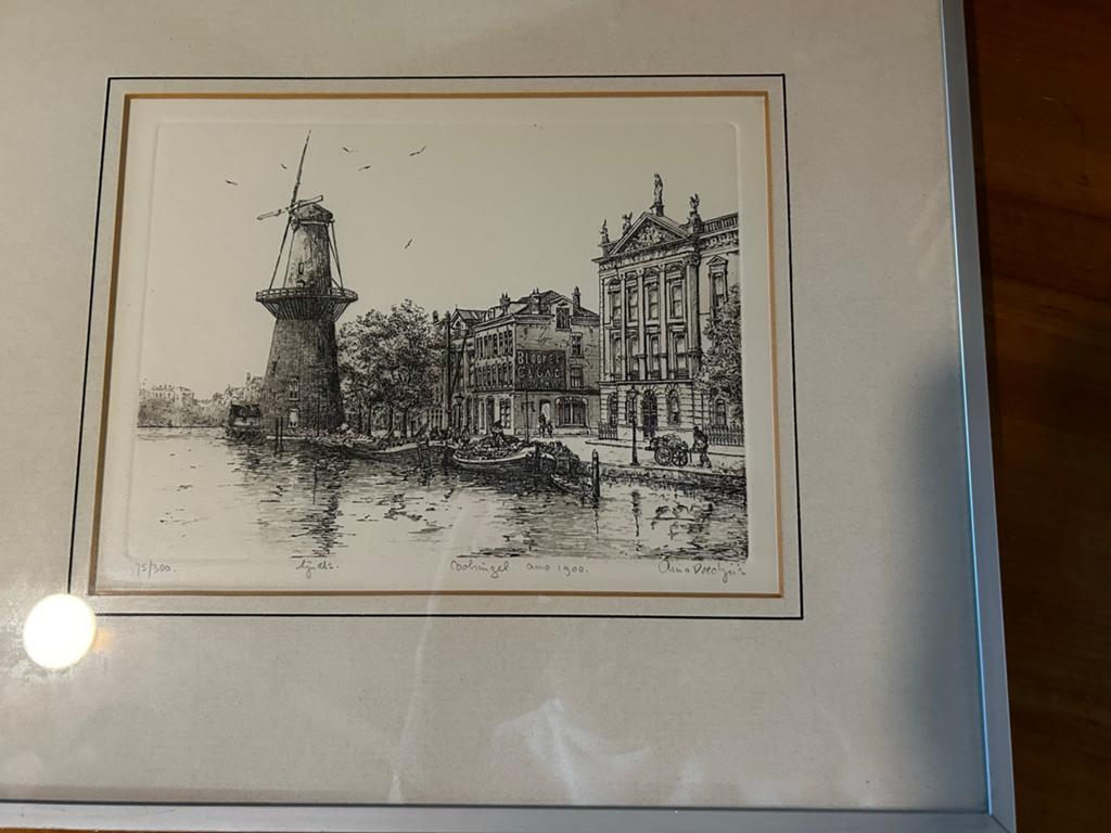 4 etsen Kunstkring Holland - Rotterdamse stadsgezichten, Antiek en Kunst, Kunst | Etsen en Gravures, Stadsgezicht, Ophalen of Verzenden