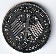 2  mark  1990  J  Duitsland. km. 149, Ophalen of Verzenden, Duitsland, Losse munt