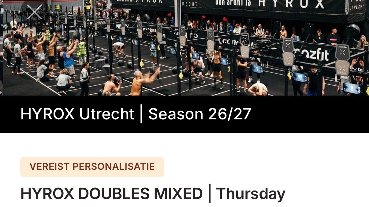 Hyrox Mixed Double Utrecht - 26 november 2026, Verzenden, Nieuw