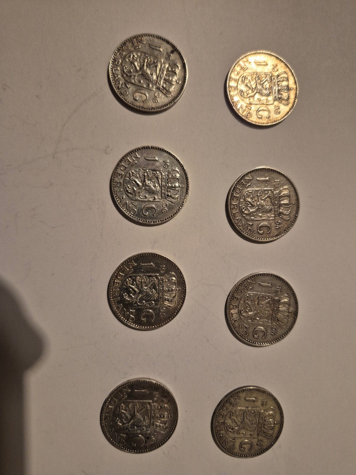 Setje van 8 Juliana munten, 1 gulden zilver, Ophalen, Koningin Juliana, 1 gulden, Zilver