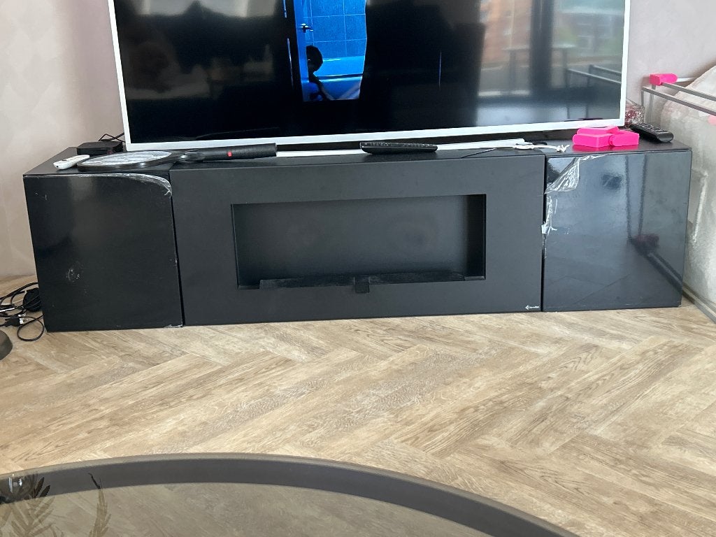 TV-meubel met bio-ethanol sfeerhaard  Zwart Luxe uitstraling, Huis en Inrichting, Ophalen, 150 tot 200 cm, Zo goed als nieuw, Minder dan 100 cm