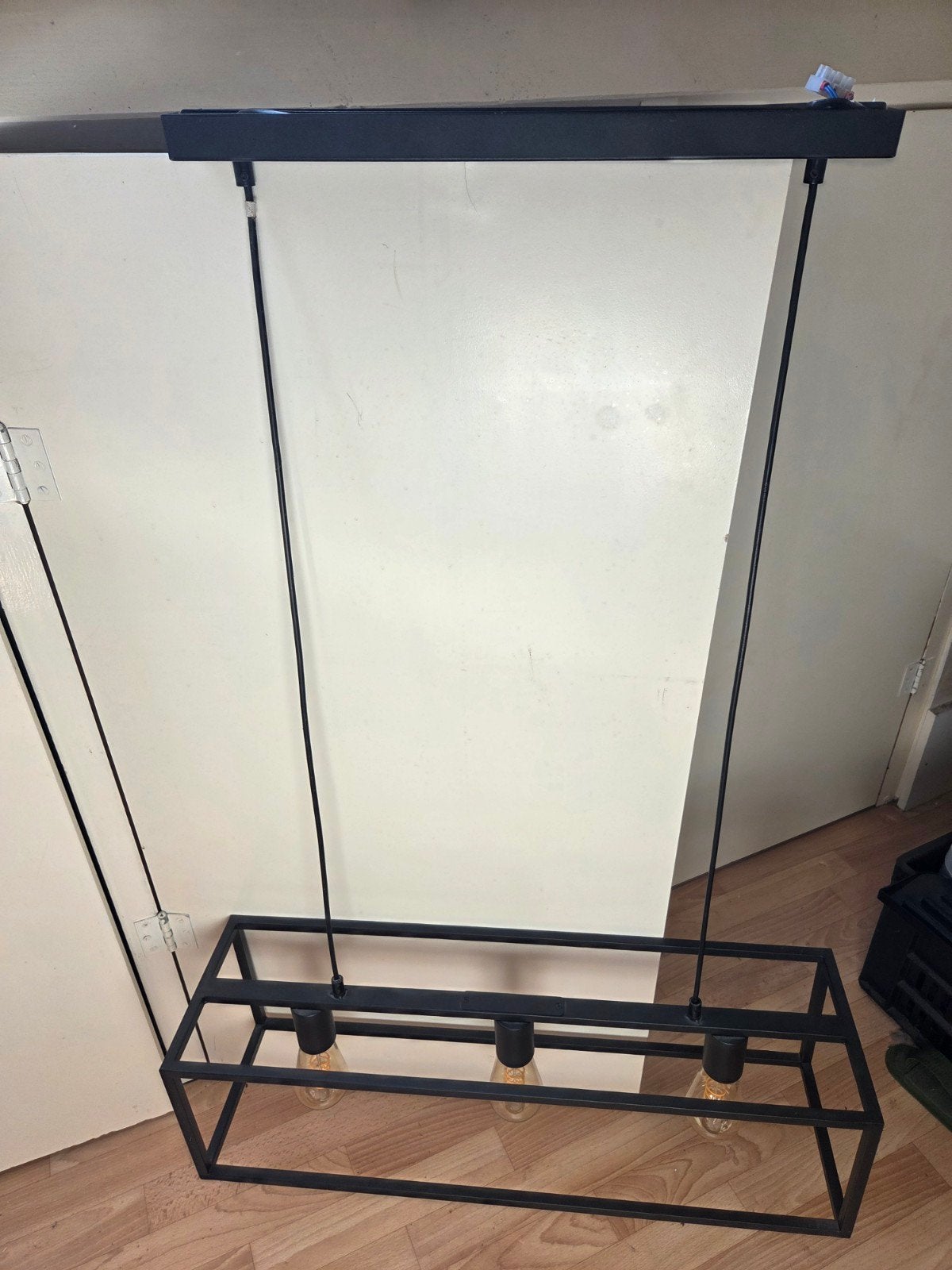 Moderne Zwarte Hanglamp met 3 Edison Lampen, Ophalen, Gebruikt, Modern, Industrieel, E27 (groot)