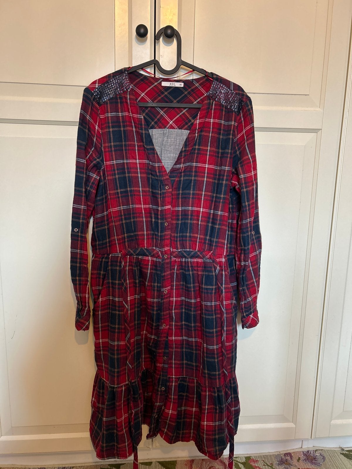 Z.g.a.n. edc geruite jurk maat 38, Kleding | Dames, Ophalen, Zo goed als nieuw, Maat 38/40 (M), Rood