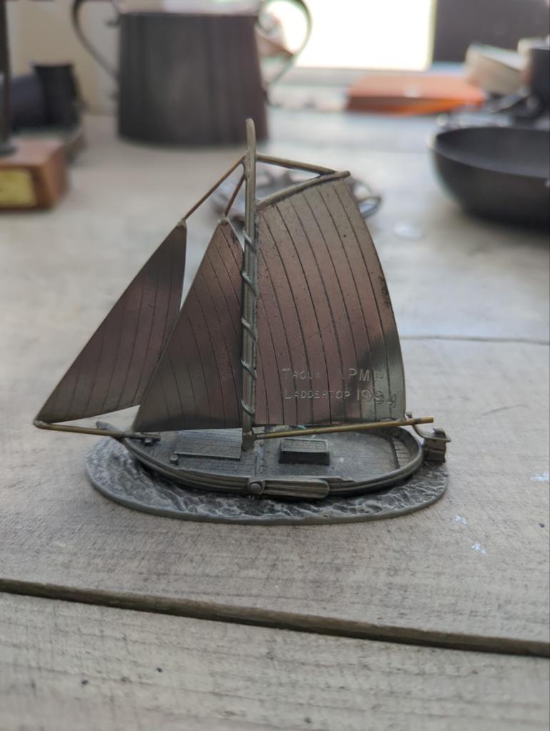 Vintage Tinnen Zeilboot Schokker - Artil Specials Utrecht, Ophalen of Verzenden