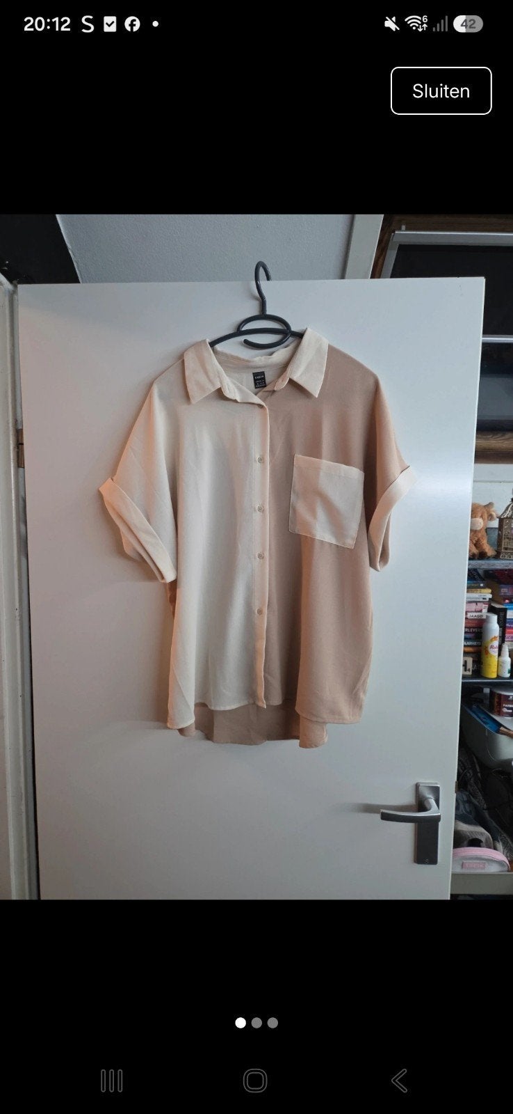 Shein Blouse XL - Tweekleurig Beige/Wit, Kleding | Dames, Maat 46/48 (XL) of groter, Zo goed als nieuw, Shein, Meerkleurig
