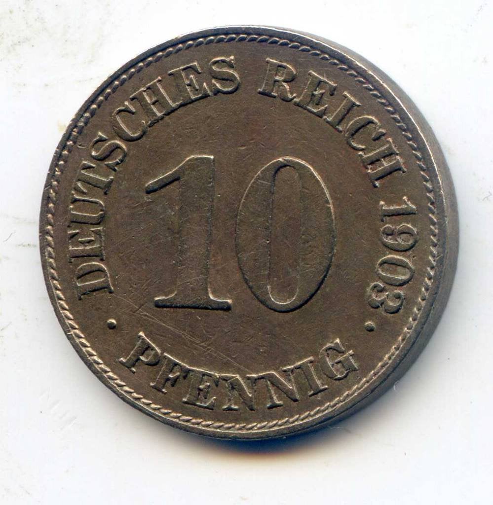 Duitsland 10 Pfennig 1903 E, Ophalen of Verzenden, Duitsland