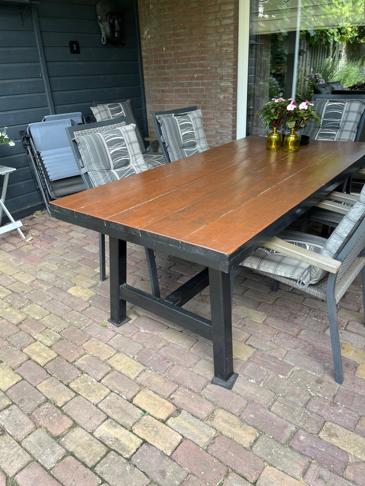 Robuuste houten tuintafel - 200x100 cm, Ophalen, Gebruikt, Rechthoekig, Hout