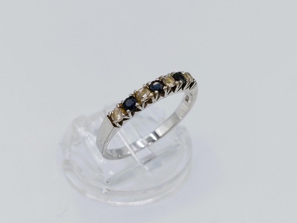 Zilveren rijring met safier en zirkonia, 19 mm, Info@zilverwebsite.nl, Verzenden, 19 tot 20, Zo goed als nieuw