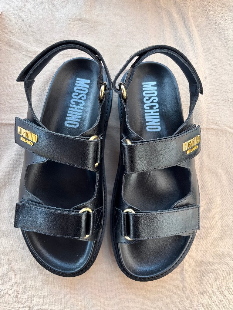 Moschino - Nero sandalen mt 44 nieuw., Kleding | Heren, Sandalen, Moschino, Zwart, Nieuw
