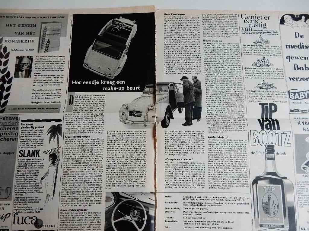Artikelen over de Lelijke Eend/2CV Citroën., Ophalen of Verzenden, 1960 tot 1980, Nederland, Knipsel(s)