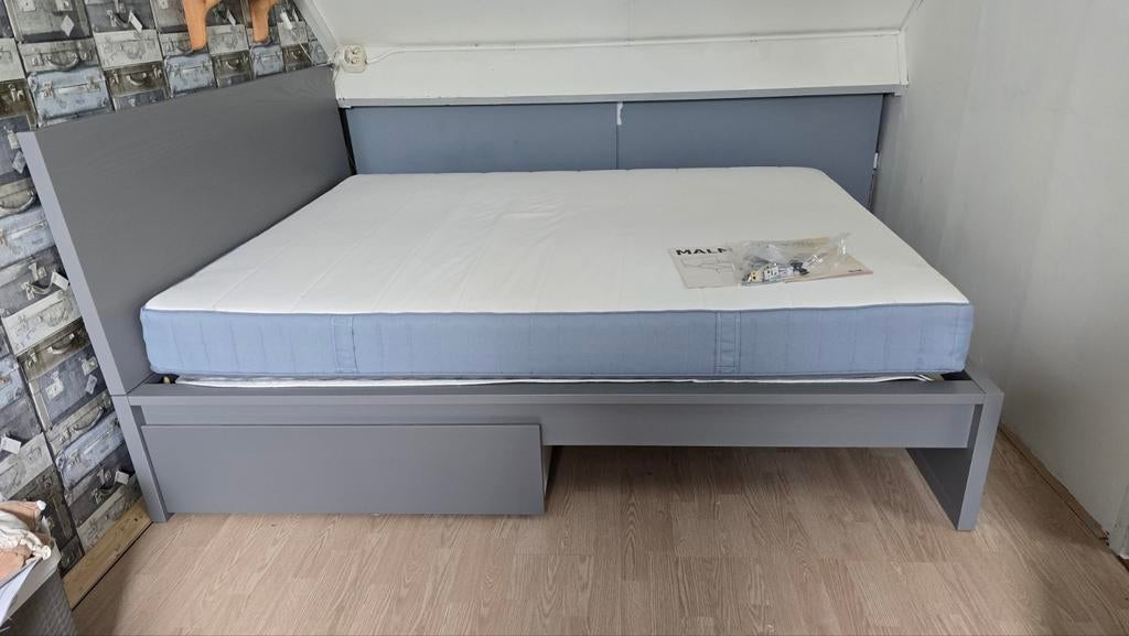 IKEA MALM Bedframe met 2 lattenbodems, Ophalen, Tweepersoons, Zo goed als nieuw, 200 cm