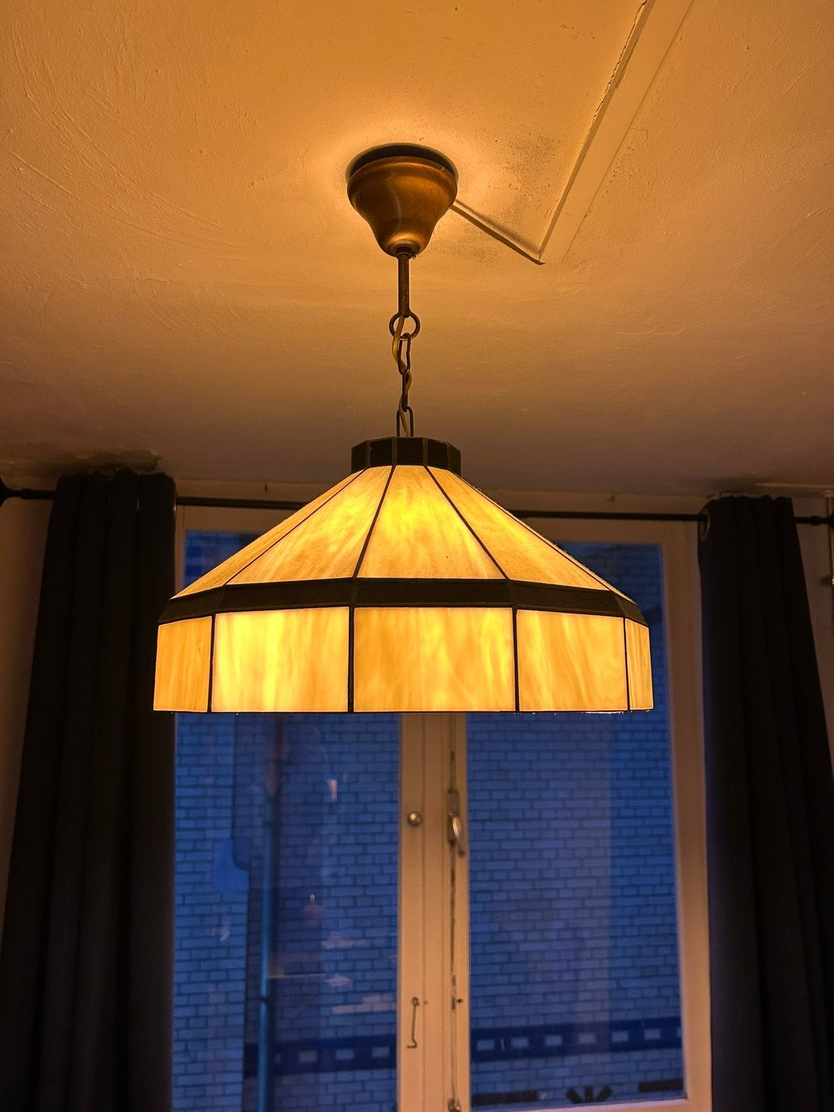 Vintage hanglamp Tiffany-stijl, Ophalen, Zo goed als nieuw, Glas