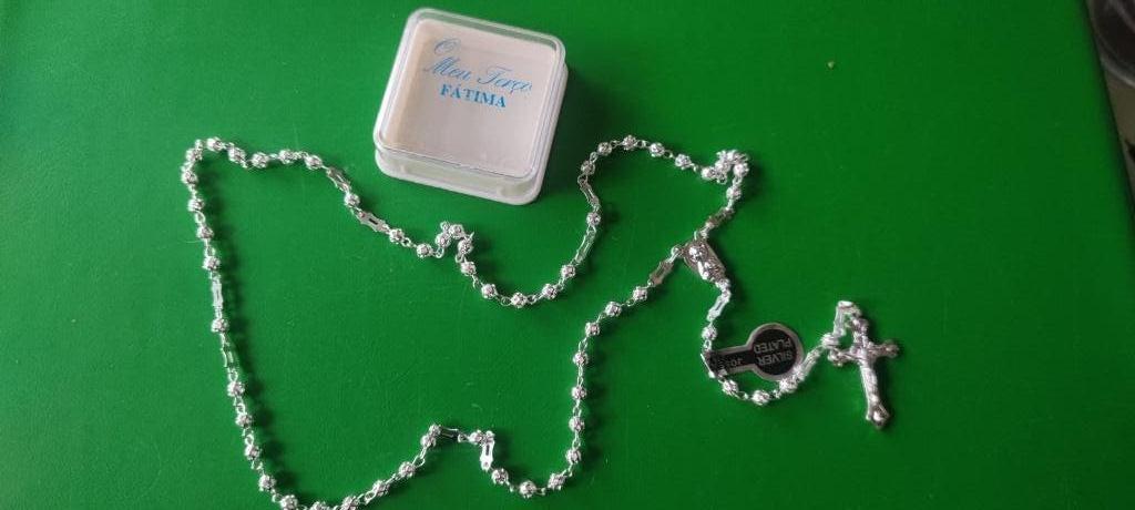 1124 Mooie kleine rozenkrans Silver plated met slotje, Verzamelen, Ophalen of Verzenden, Zo goed als nieuw, Overige typen, Christendom | Katholiek