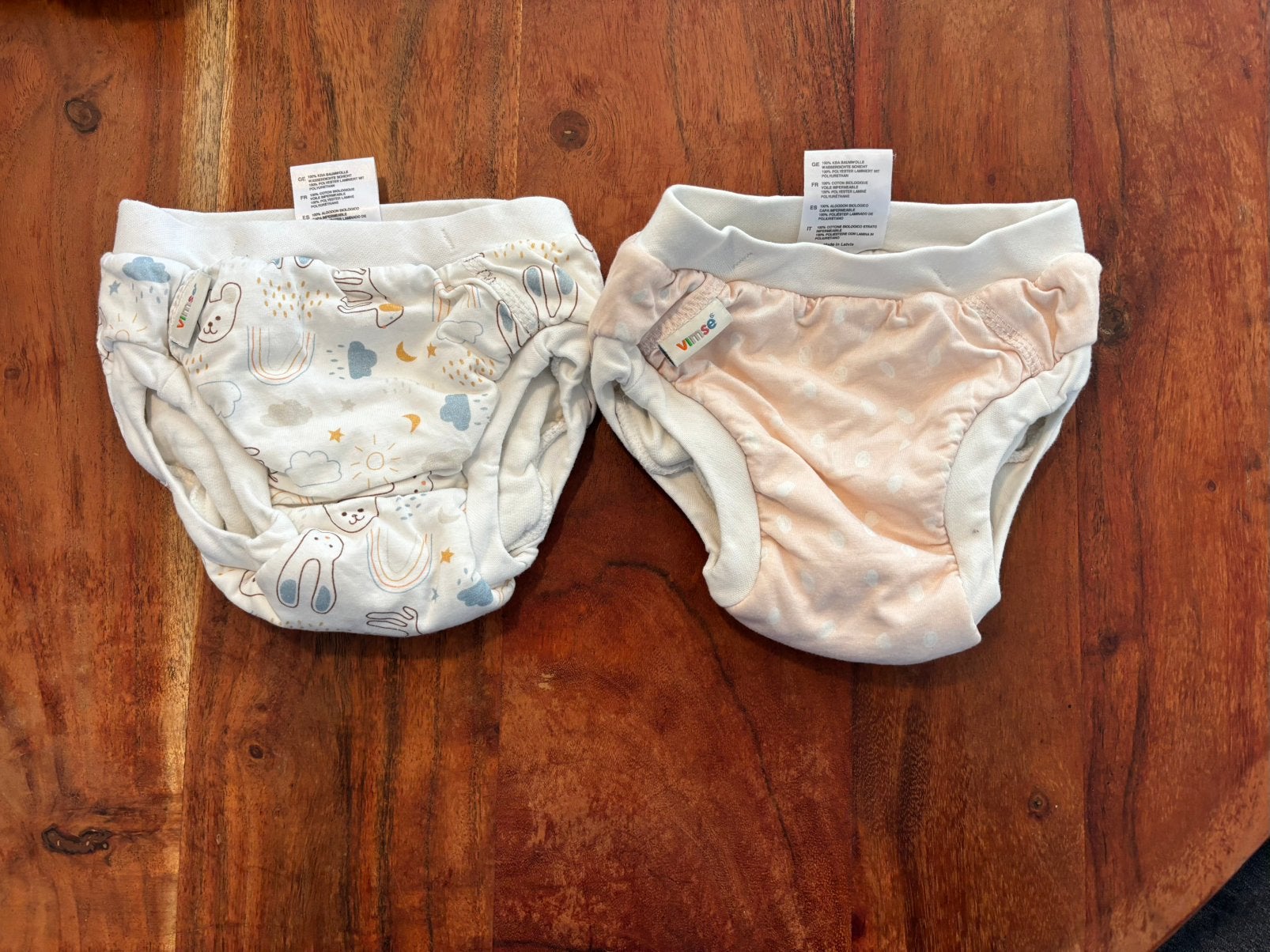 2 wasbare oefenbroekjes imse vimse, Kinderen en Baby's, Babykleding | Overige, Ophalen of Verzenden, Zo goed als nieuw, Jongetje of Meisje