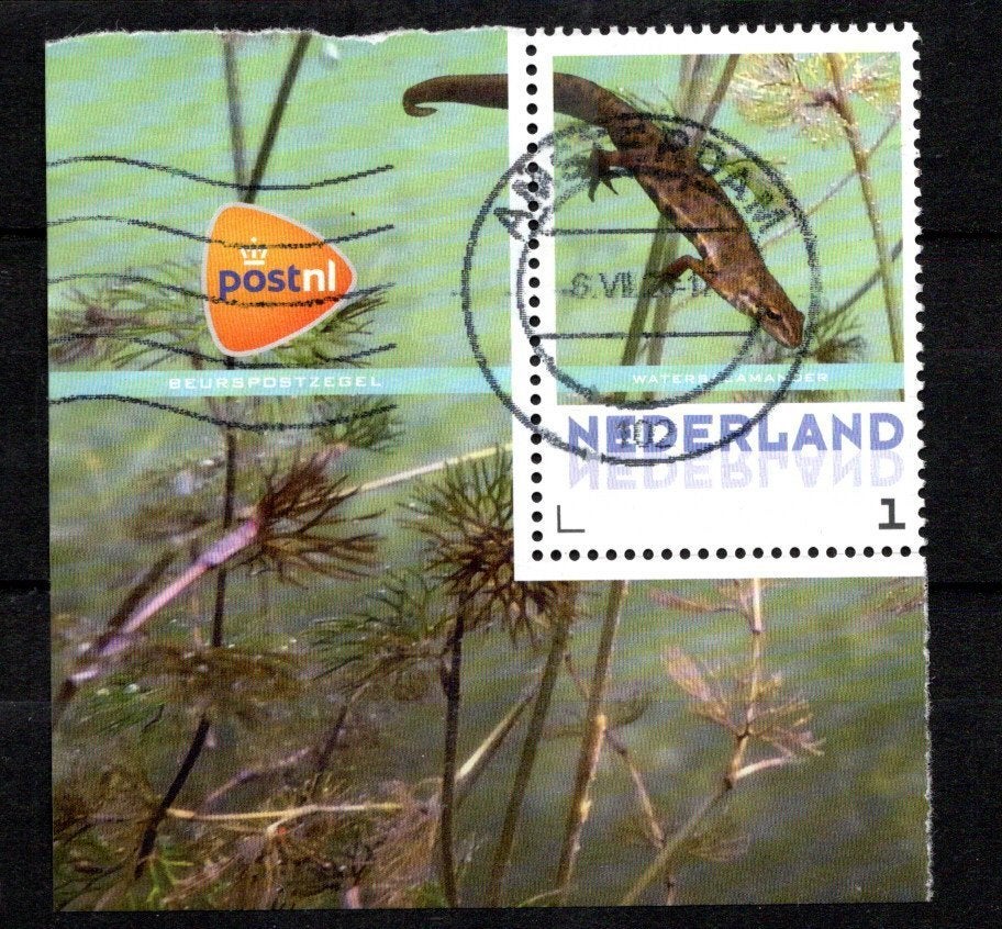gestempelde zegel Persoonlijke: uit vel van 3. Salamander, Ophalen of Verzenden, Na 1940, Gestempeld