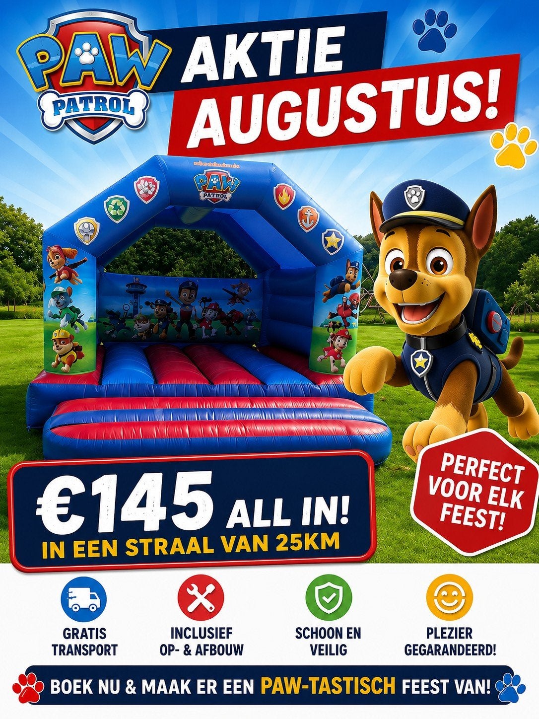 paw patrol xxl te huur, Verzenden