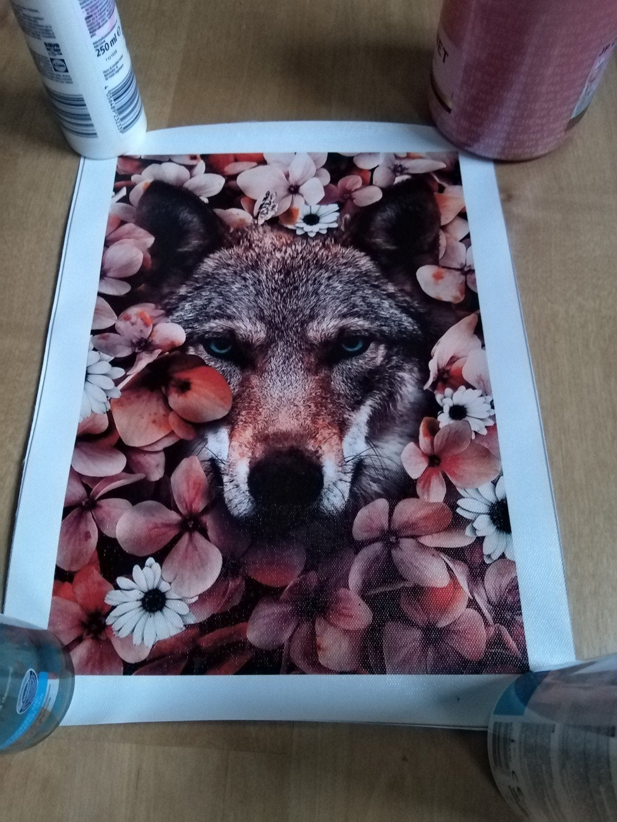 canvas poster vos met bloemen, Minder dan 50 cm, Nieuw, Ophalen of Verzenden, Foto of Poster