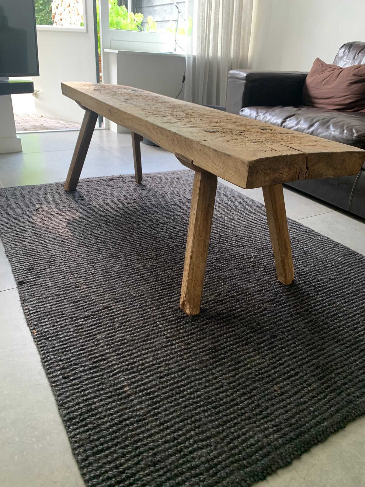 Uniek!! Eiken tafel of bank, Ophalen, Gebruikt, Rechthoekig, Hout