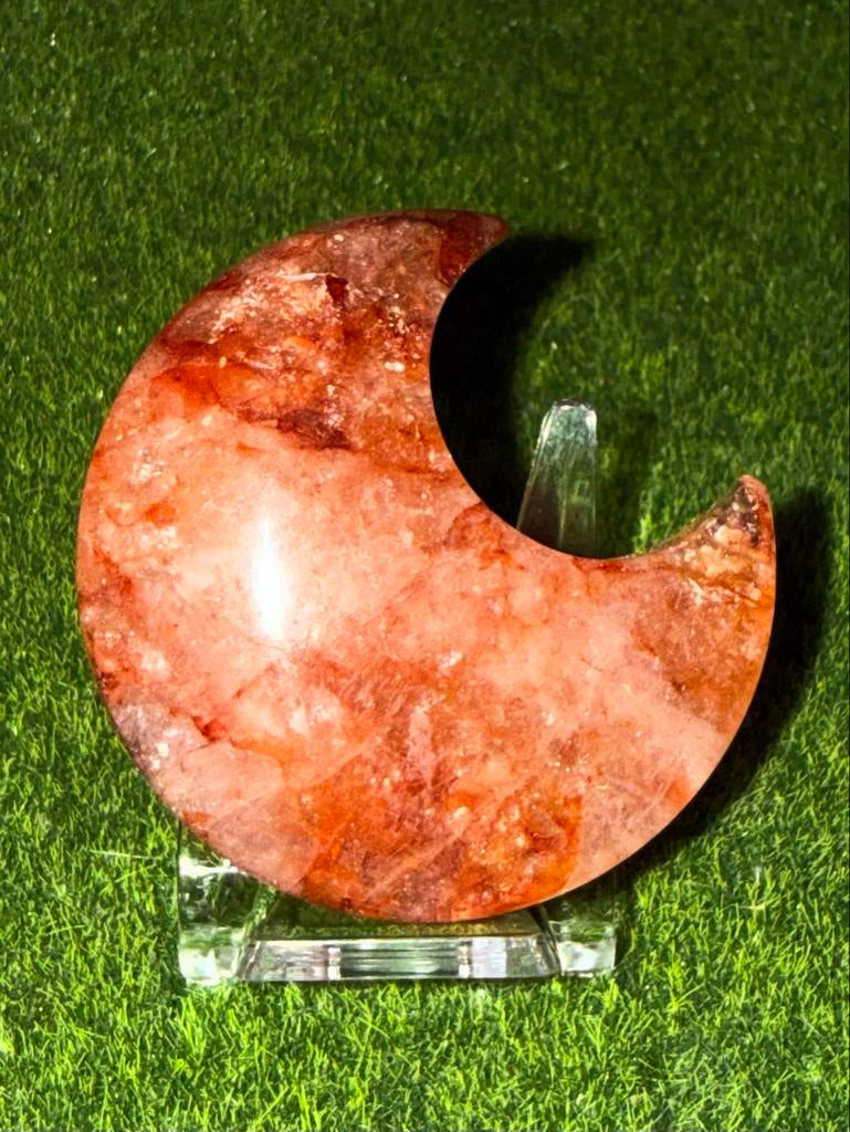 Maan van natuurlijke vuurkwarts met prachtige glans, Ophalen of Verzenden, Nieuw