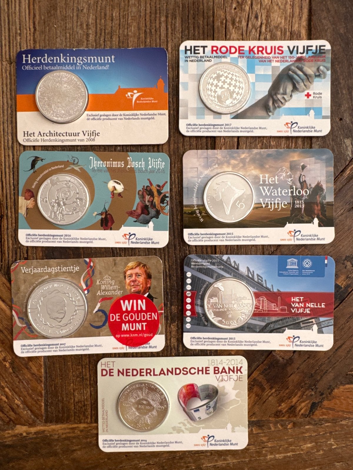 Zwaar verzilverde herdenkingsmunten Nederland (7 stuks), Setje, Koningin Beatrix, Zilver, Euro's