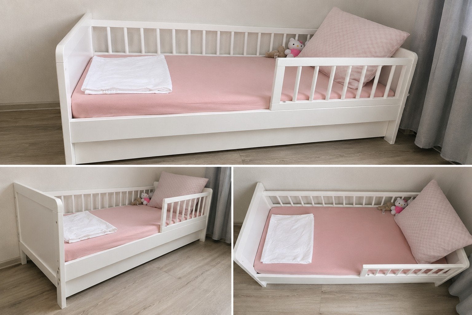 Wit kinderbed peuterbed met matras en lattenbodem, Kinderen en Baby's, Kinderkamer | Bedden, 70 tot 85 cm, Zo goed als nieuw, 160 tot 180 cm