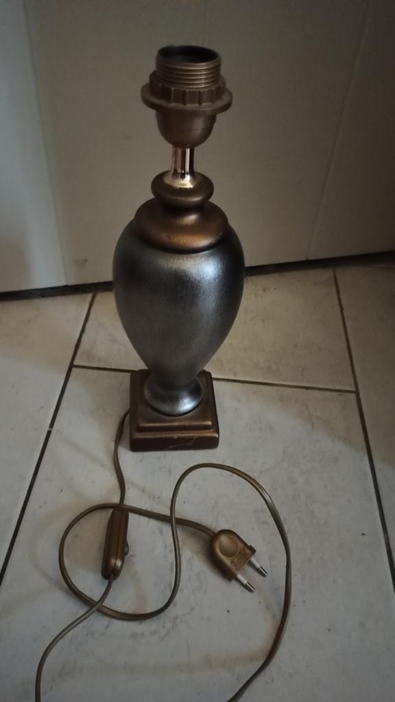 Lampen voet zilver met bronskleur keramiek, Ophalen of Verzenden, Minder dan 50 cm